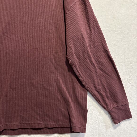 Abercrombie & Fitch Ribbed Soft AF Relaxed Henley Shirt Men's Large Maroon - Picture 5 of 14